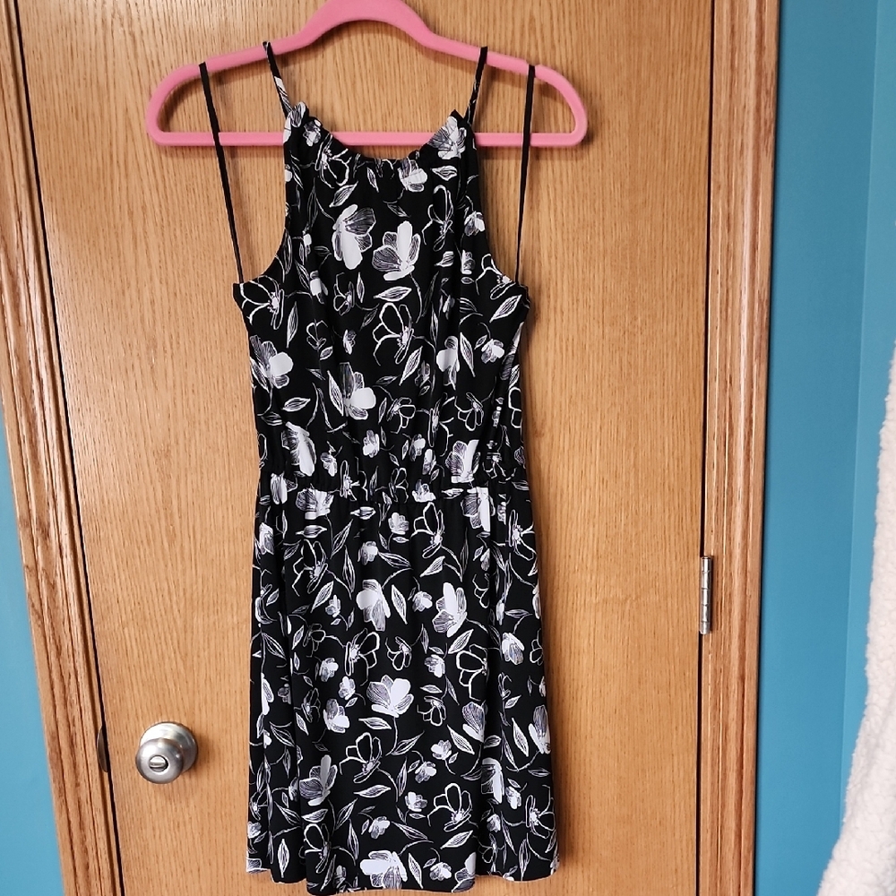 Floral Black and White Women's Dress